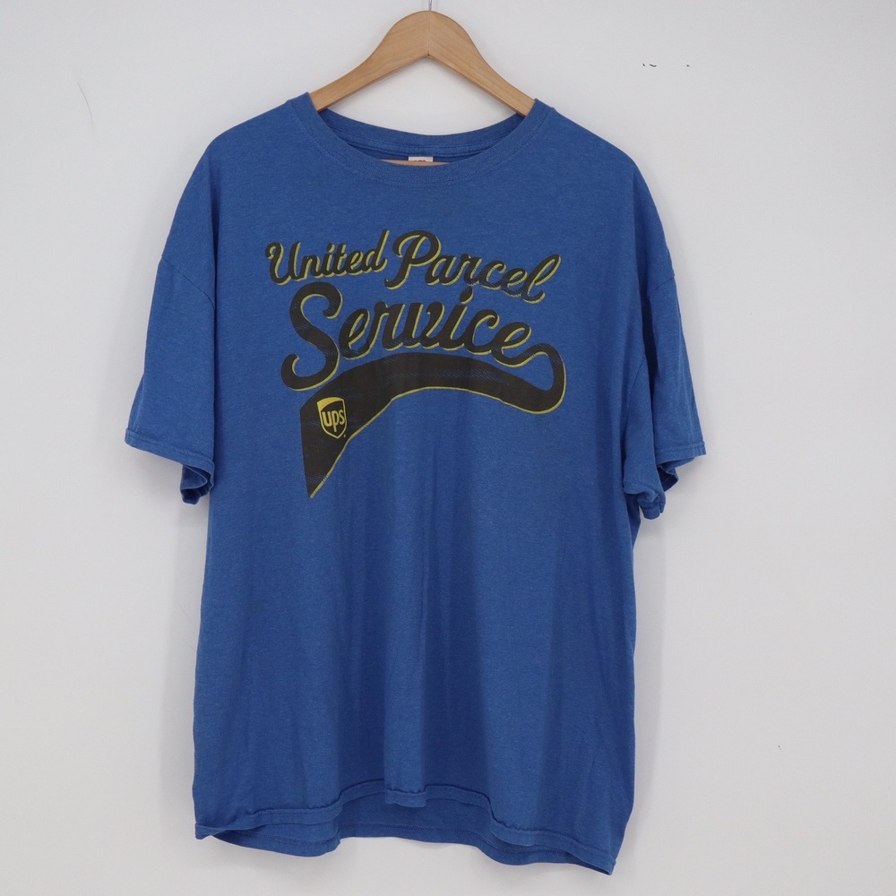 Fruit of the Loom T-Shirt Mens XL HD Cotton UPS Blue Graphic Tee Excellent